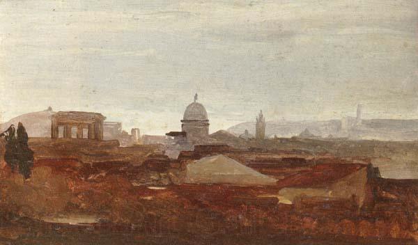 unknow artist a view overlooking a city,roman ruins and a cupola visible on the horizon Norge oil painting art